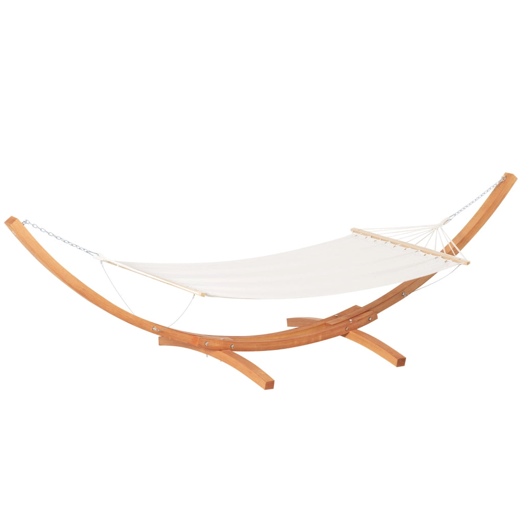 Amaca con Supporto in Legno e Cotone, Amaca da Giardino per altri Spazi Esterni, 392x120x102cm, Bianca