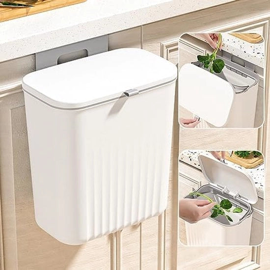 Afvalemmer 9 L - Contenitore per Rifiuti Sospeso con Coperchio per Cucina/Bagno/Camera da Letto - Contenitore per Compost per Caravan e Cucina