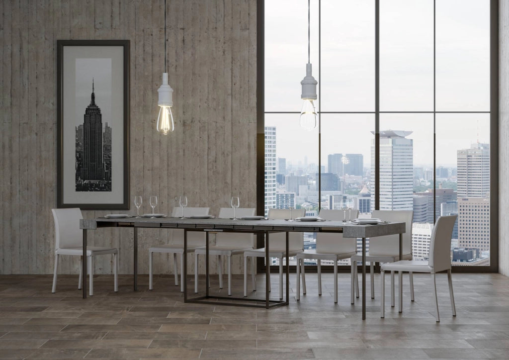 Consolle Allungabile 90-300x40x77 cm in Nobilitato Grigio
