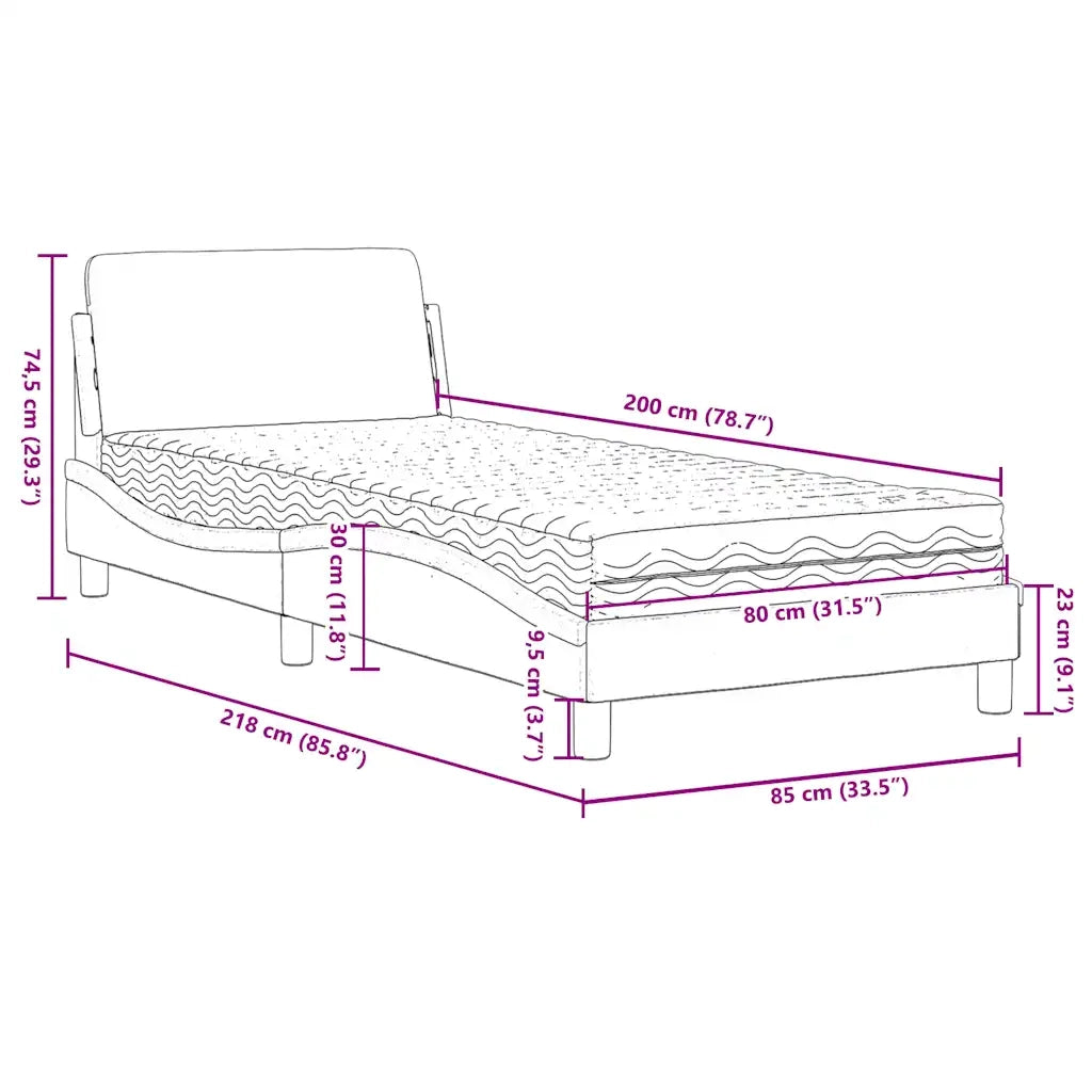 Letto con Materasso Verde Scuro 80x200 cm in Velluto