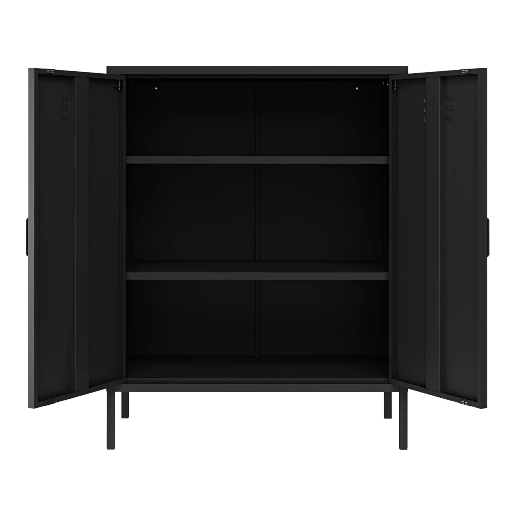 Mobiletto/scaffale in metallo e acciaio 102 x 80 x 40 cm nero opaco 03_0008912