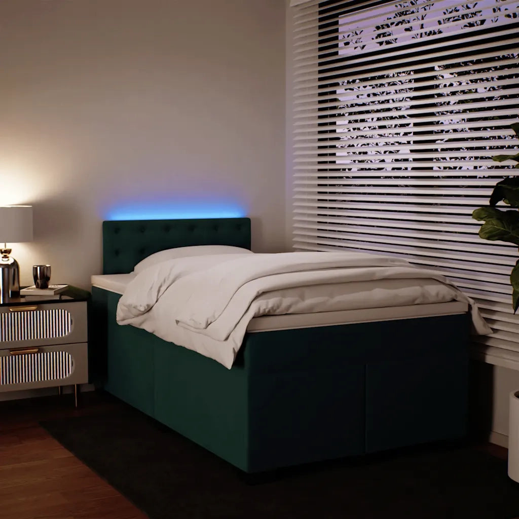 Giroletto a Molle con Materasso Verde Scuro 120x190 cm Velluto 3288573