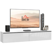 Mobile TV Sospeso con Ante a Ribalta e Armadietti ¨C Zephmum ¨C Bianco Lucido 160x35x30 cm