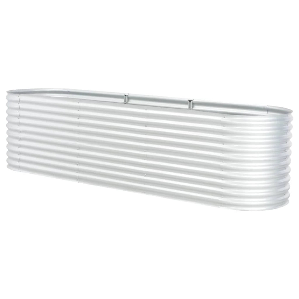 Fioriera rialzata per piante e fiori giardino 320 x 80 x 81 cm acciaio zincato argento 02_0001047