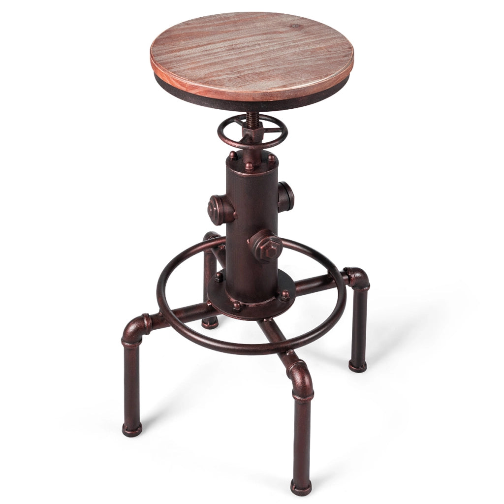 Sgabello industriale da bar regolabile con poggiapiedi ergonomico, Sgabello vintage per ristorante e pub Marrone-Sgabelli da bar