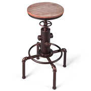 Sgabello industriale da bar regolabile con poggiapiedi ergonomico, Sgabello vintage per ristorante e pub Marrone-Sgabelli da bar