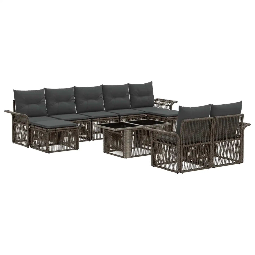Set Divano da Giardino 10 pz Grigio e Grigio Scuro polyrattan 3436697