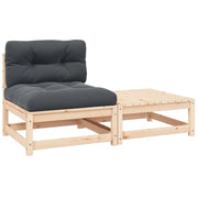 Set Divani da Giardino 2 pz | Set Salotto da Giardino con Cuscini Legno Massello Pino