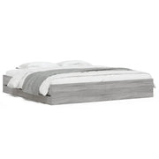 Letto matrimoniale | Letto per adulti | Giroletto Cassetti Grigio Sonoma 200x200 cm Legno Multistrato