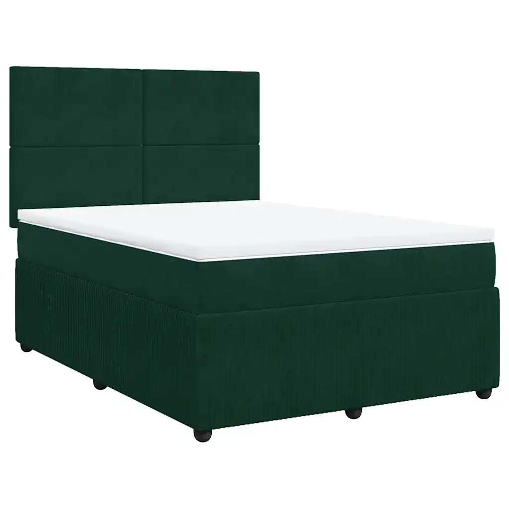 Giroletto a Molle con Materasso Verde Scuro 140x200 cm Velluto