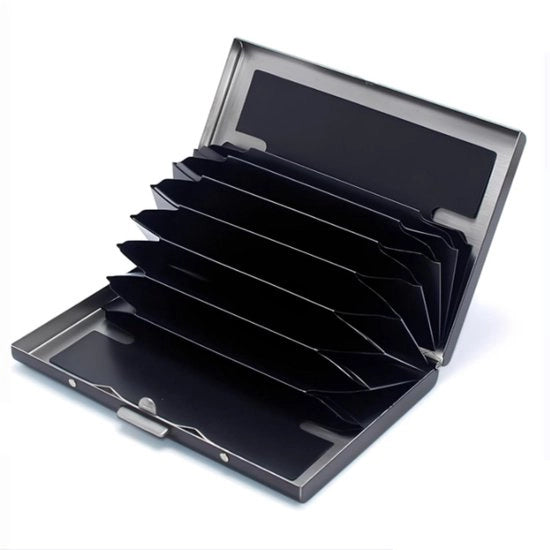 Occhiali da vista in metallo con 8 slot per carte di credito - portamonete per carte di credito e carte di visita - chiusura metallica rigida - design ultraleggero