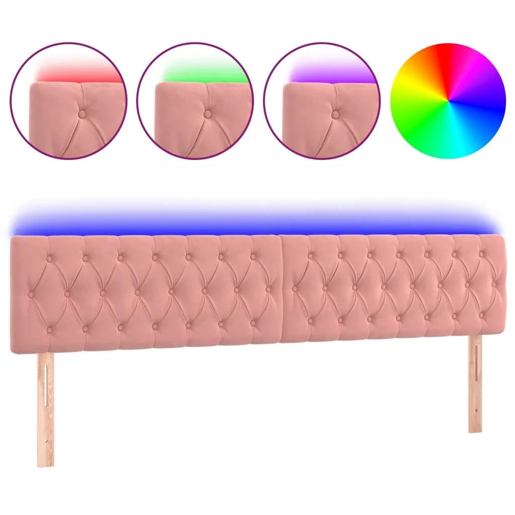 Testiera | Testata a LED Rosa 200x7x78/88 cm in Velluto