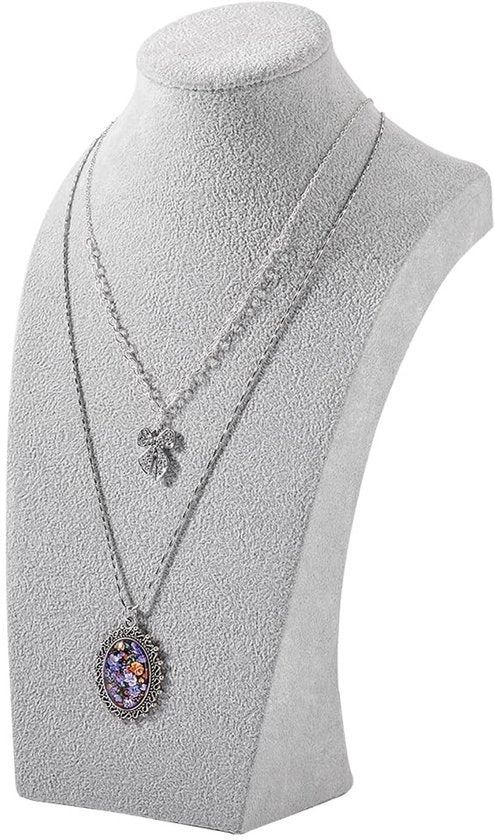 Display per Collana in Pelle con Sostegno a Catena 3D - Stile e Moderno - Grigio - Supporto per Collane - Ideale per Collane - 28 cm Altezza