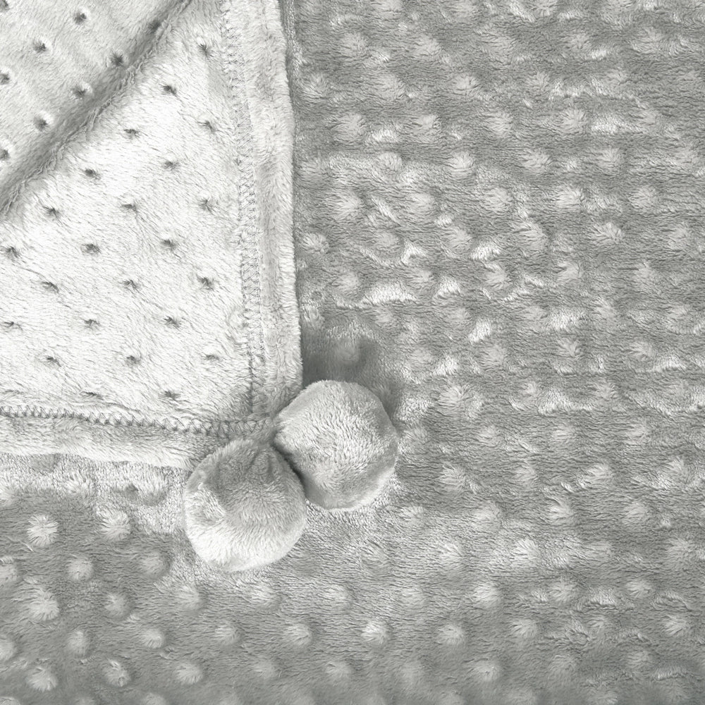 Coperta Grigio Chiaro Plaid 200 x 220 con nappe Texture Popcorn Morbido Copriletto