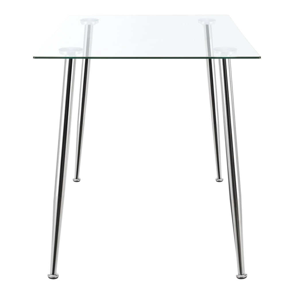 Tavolo da Pranzo Hyrynsalmi Piano Rettangolare in Vetro 110 x 70 cm Gambe in Acciaio Cromato [en.casa]