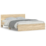 Letto matrimoniale | Letto per adulti | Giroletto con Testiera Rovere Sonoma 140x200 cm