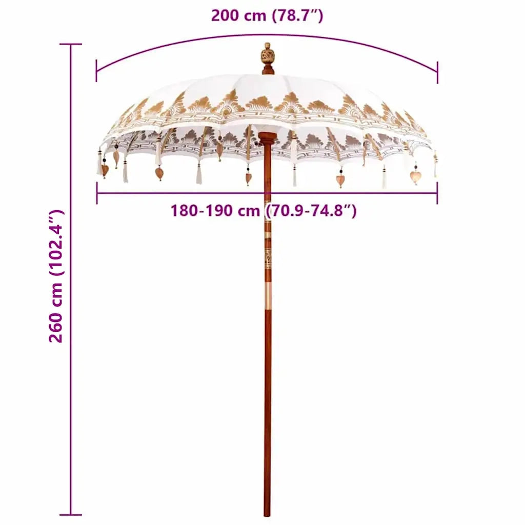 vidaXL Parasol Balinese Crema (180-190) x 260 cm