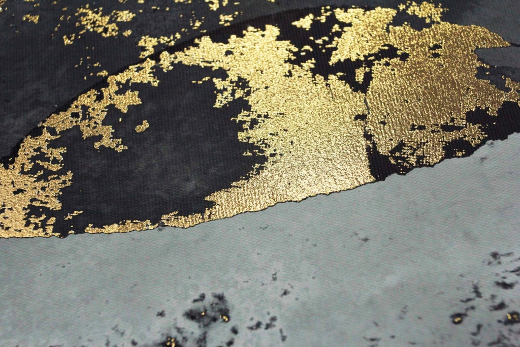 Quadro Hispanohogar in poliestere cerchi nero, bianco e oro 92x62