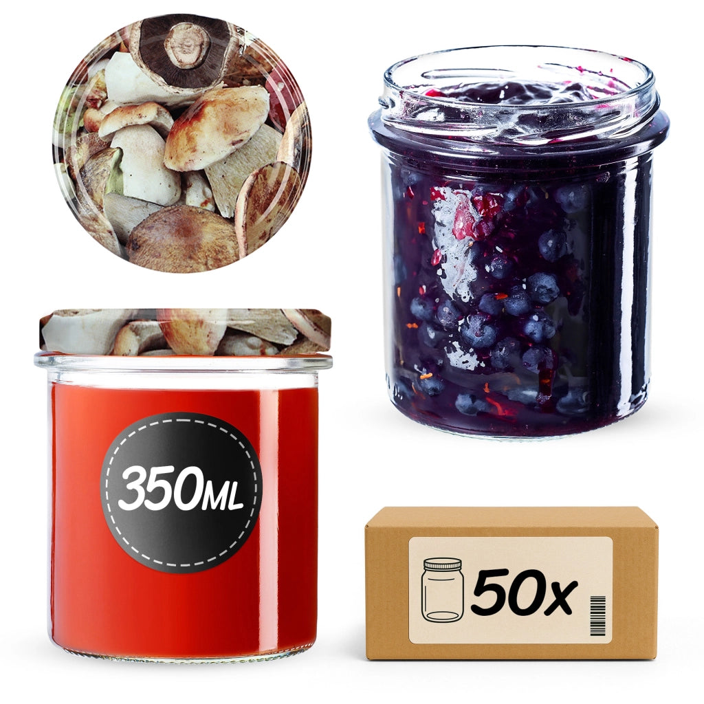 KADAX 50x Barattolo 350ml Barattoli di Vetro per Conserve Marmellata Miele Tappi Fi82