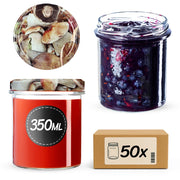 KADAX 50x Barattolo 350ml Barattoli di Vetro per Conserve Marmellata Miele Tappi Fi82