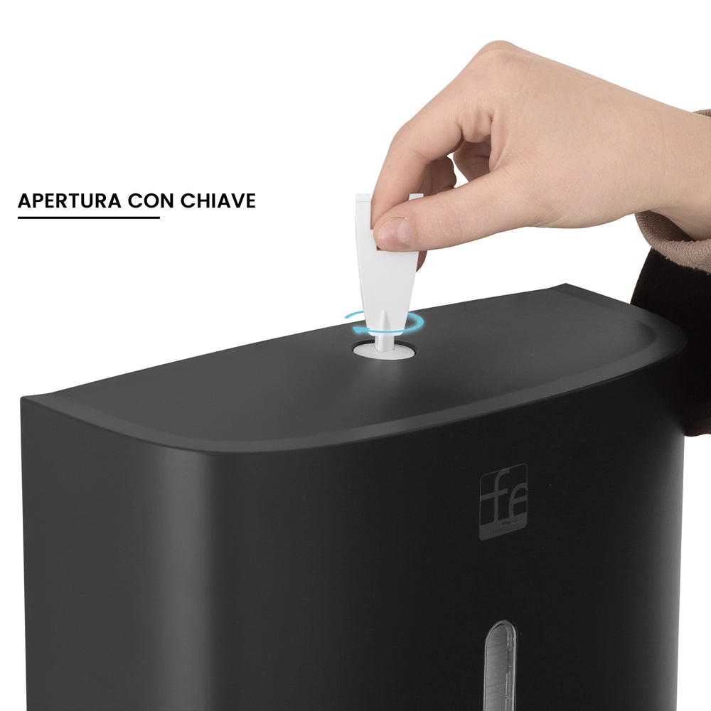 Distributore di salviette max 200 pz per carta piegata in ABS nero