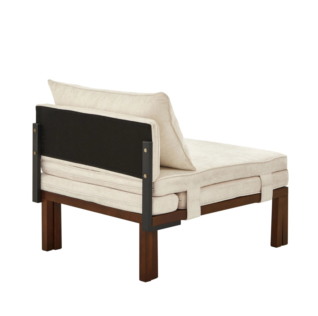 Poltrona letto pieghevole 2 in 1 beige con porta USB-C