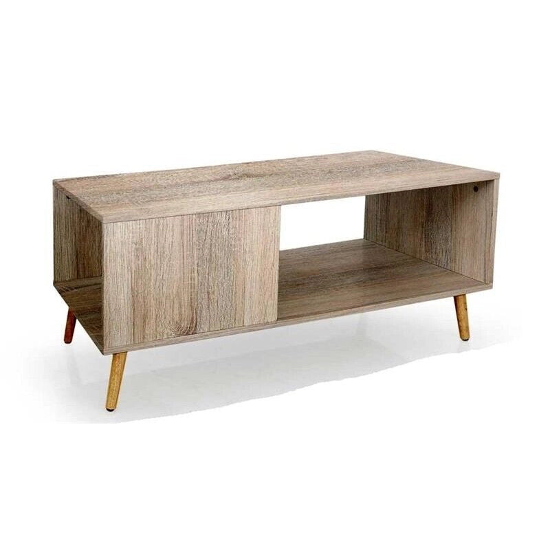 TAVOLINO MINIMAL A 2 RIPIANI 100X50X45CM IN LEGNO ROVERE