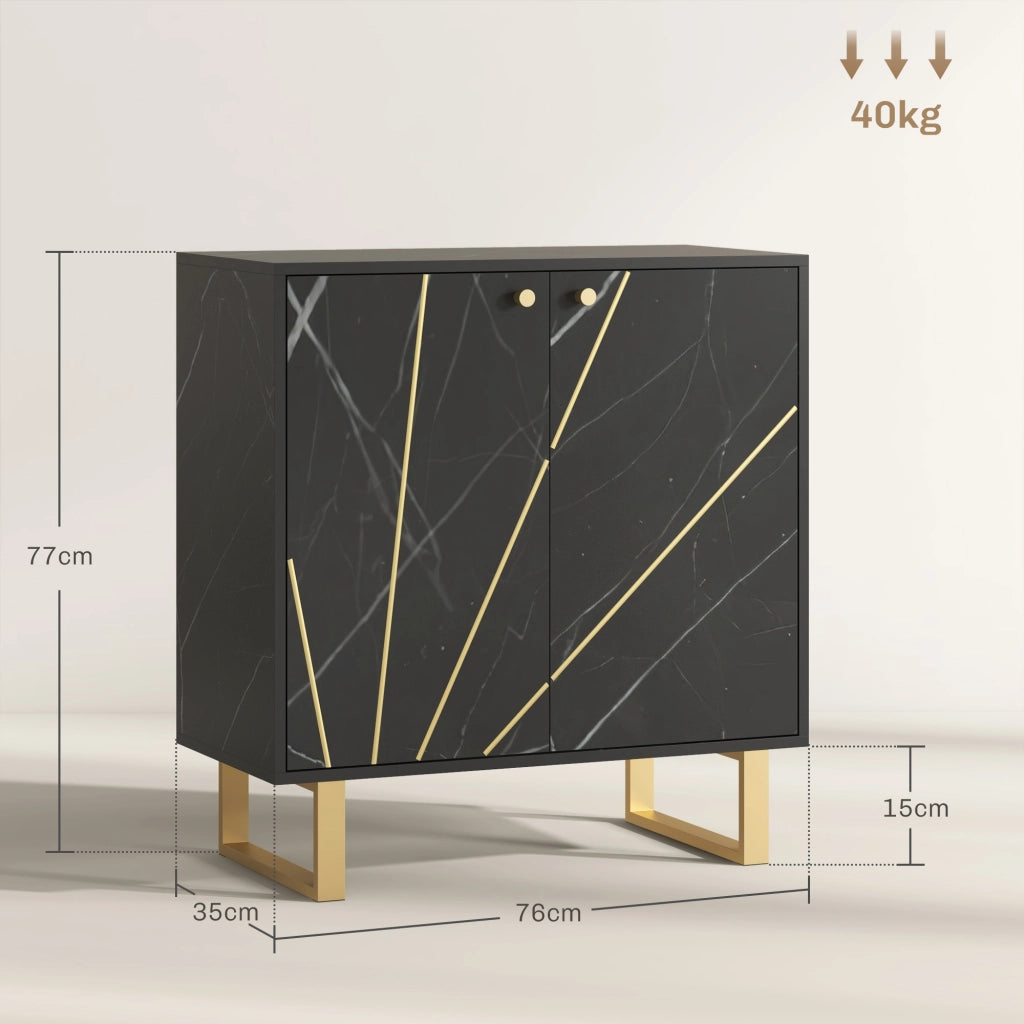 Tavolo da cucina ¨C zephmum ¨C nero, effetto marmo, metallo, 76x35x77 cm