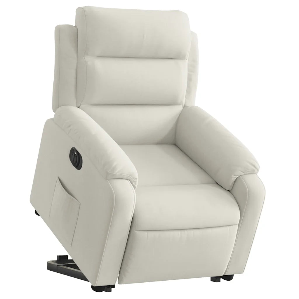 Poltrona Alzapersona Reclinabile Elettrica Crema in Velluto 3205123