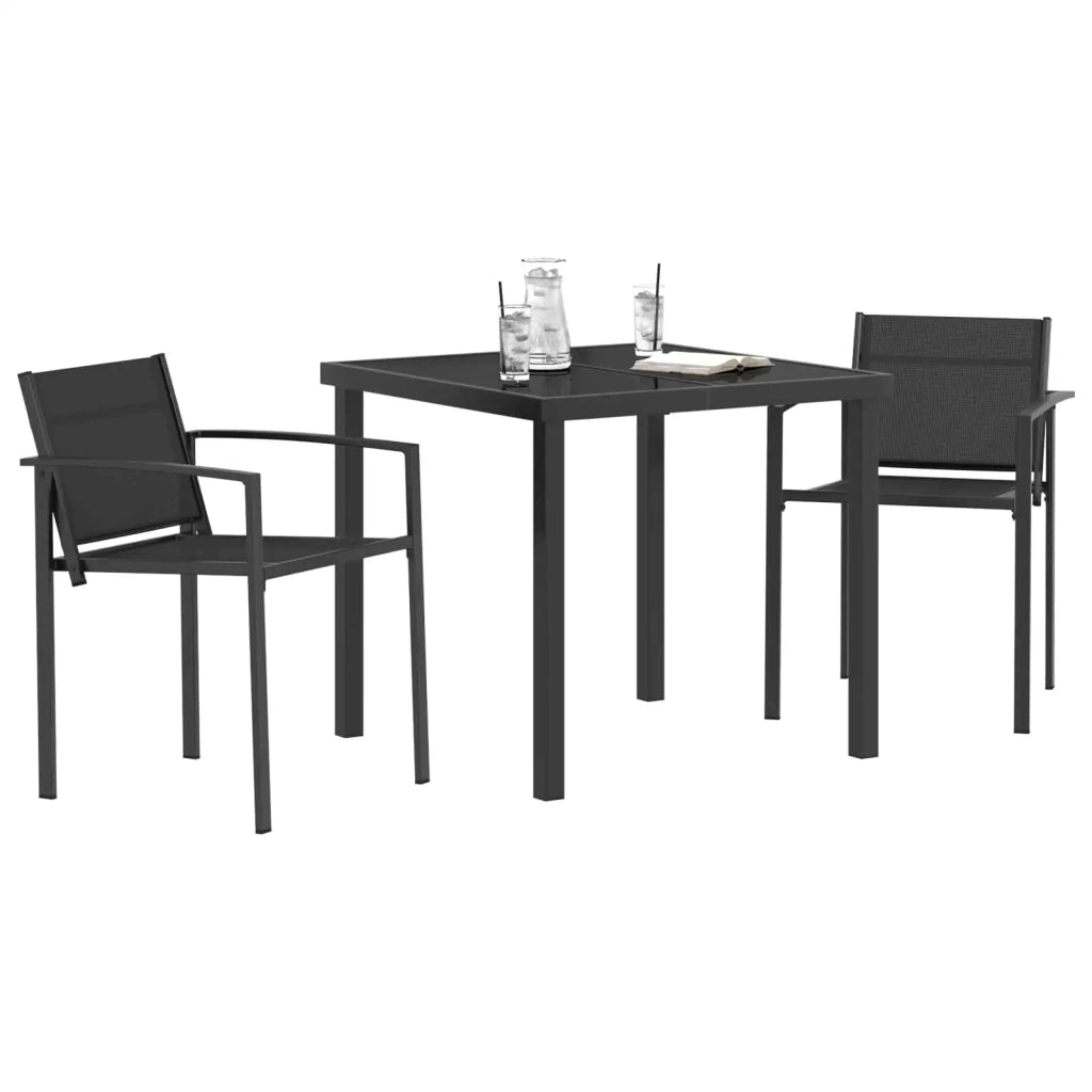 Set di Mobili da Esterno 3 pcs Nero e antracite 80 x 80 x 73 cm