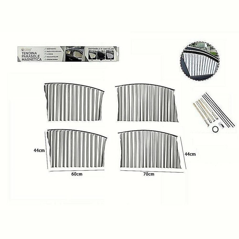 Trade Shop - Kit 4pz Tenda Tendina Parasole Proteggi Sole Raggi Uv Magnetica Auto Grigi 70170 -