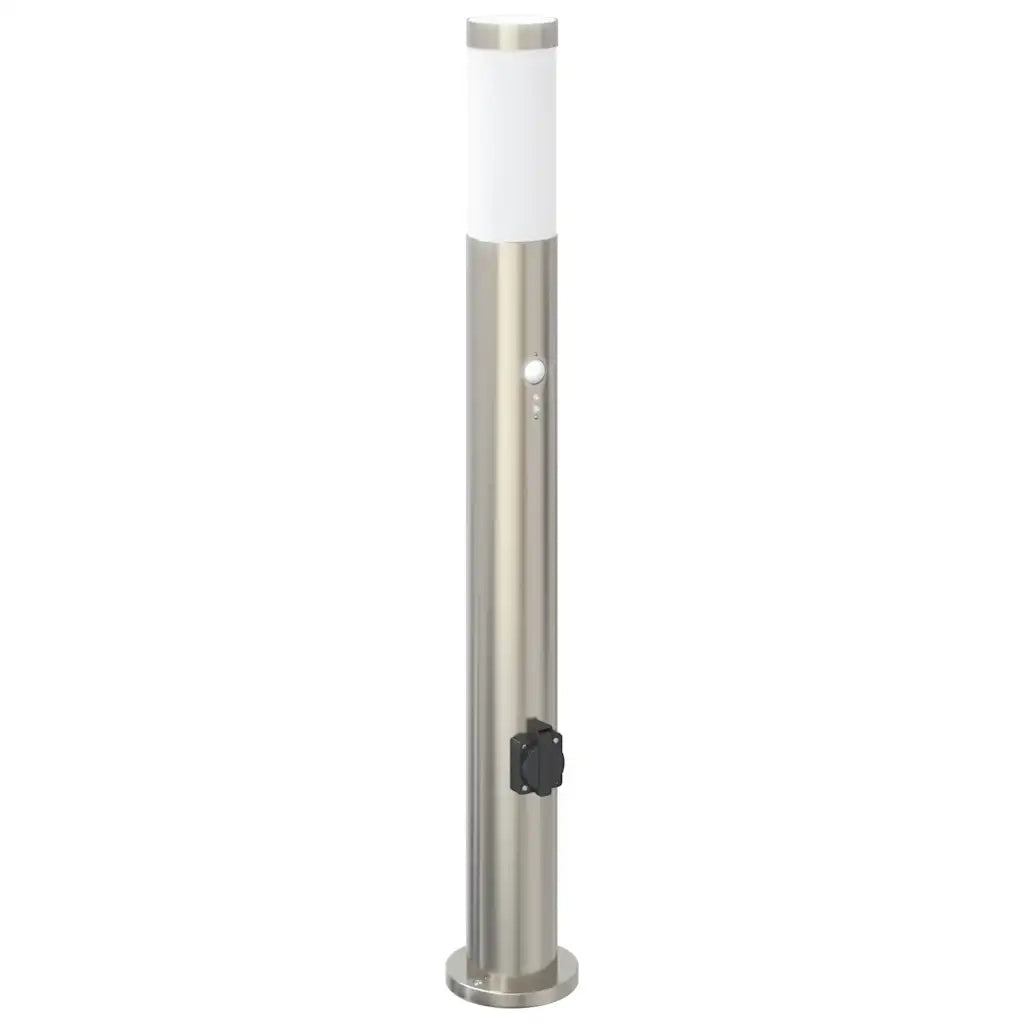 Lampioni a paletto con sensore e presa 3 pz 80 cm Acciaio Inox IP44 4006020
