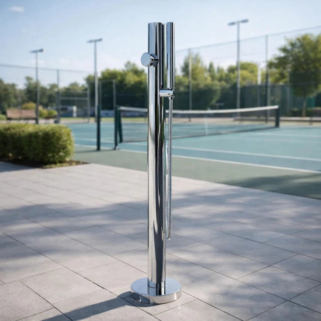 Fontana da giardino colonna esterno sambuco acciaio inox con miscelatore 100cm *** confezione 1
