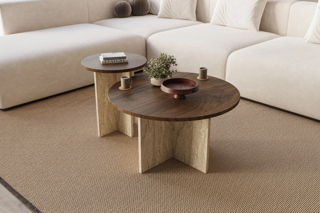 Set di tavolini in legno "Private" 70 x 70 x 40 cm - Noce