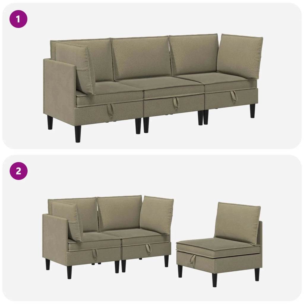 Set di mobili per il soggiorno 3 pcs Cachi Tessuto