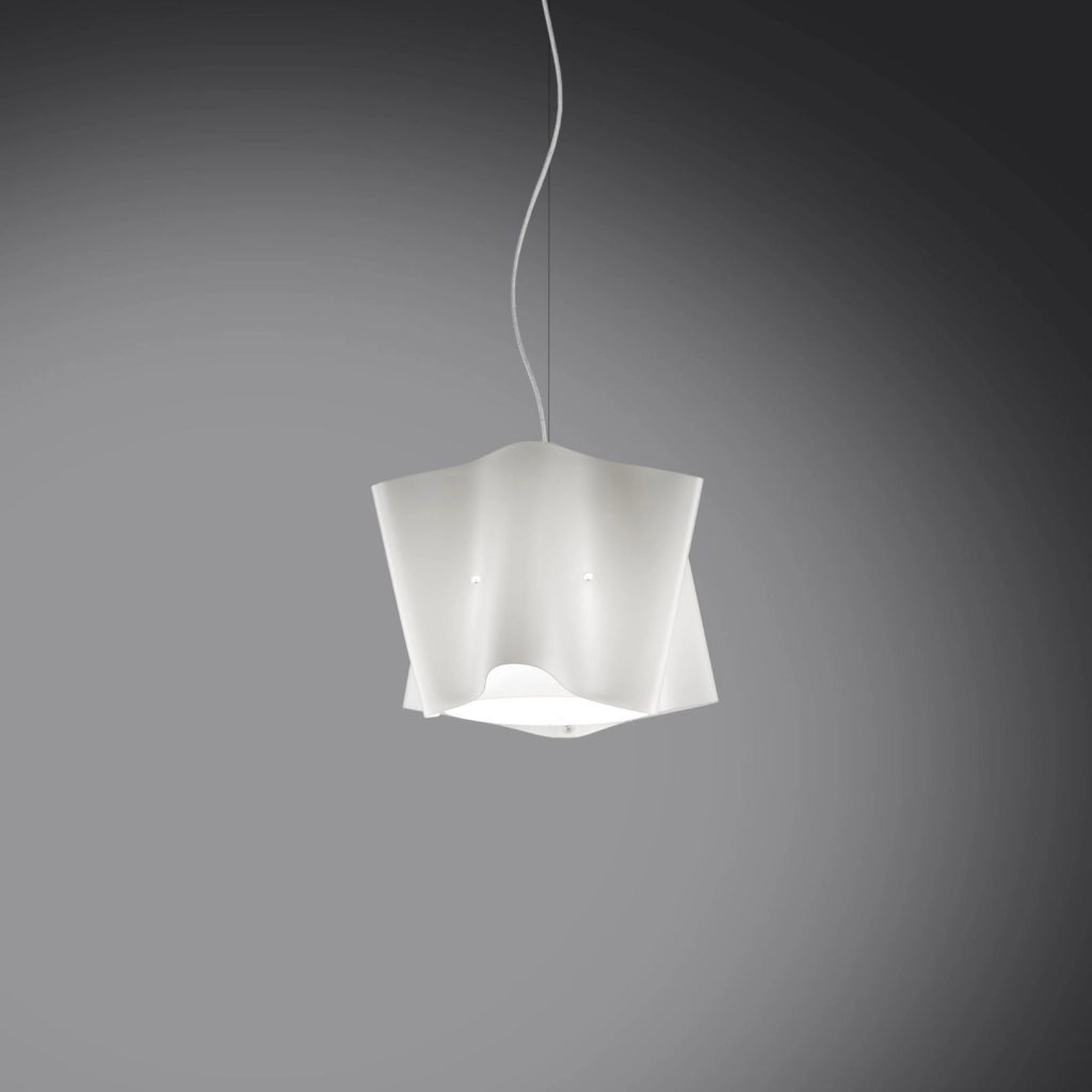 Sospensione Bianco in Metallo Cromato Cm. 25 x 25h