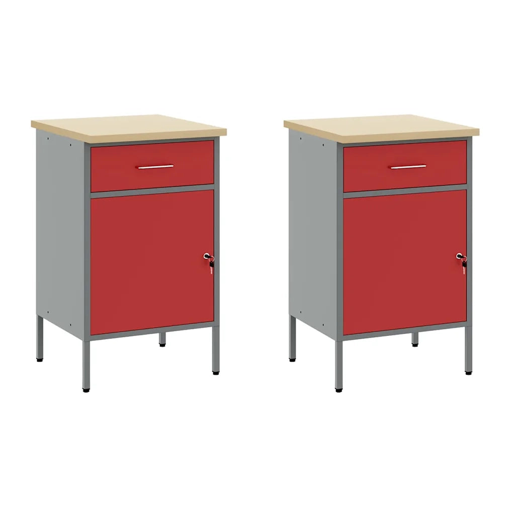 Mobile da lavoro 5 pcs Rosso Legno ingegnerizzato e acciaio 3321417