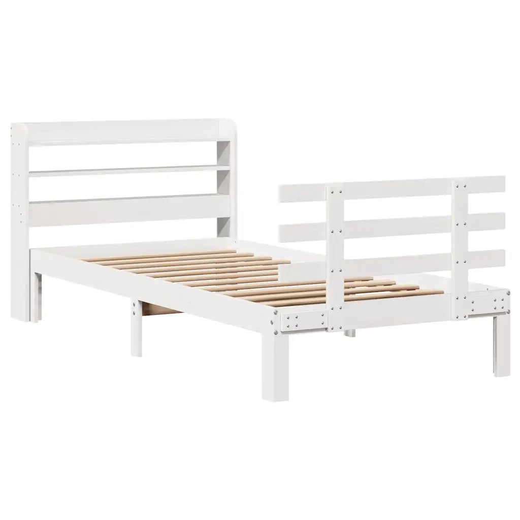 Giroletto con Testiera senza Materasso-Struttura Letto Bianco 100x200 cm 274315