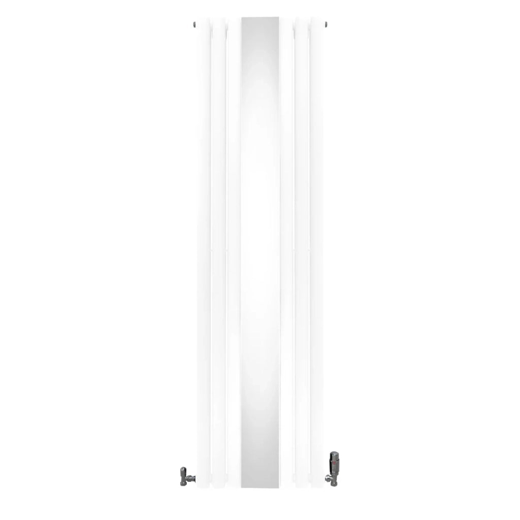 Radiatore e Valvole Cromate a Specchio Pannelli Ovali - 1800mm x 500mm - Bianco