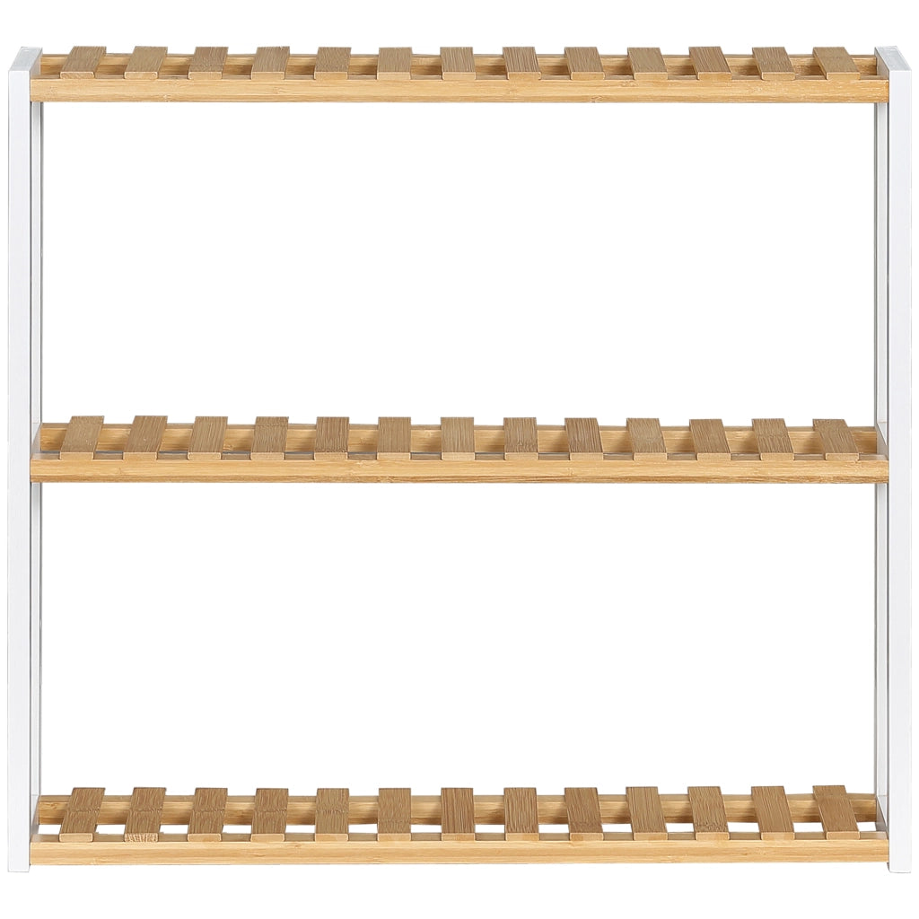 Scaffale a Muro in Bamb¨´ ¨C Xylo ¨C 3 Ripiani Naturale e Bianco 60x15x54 cm