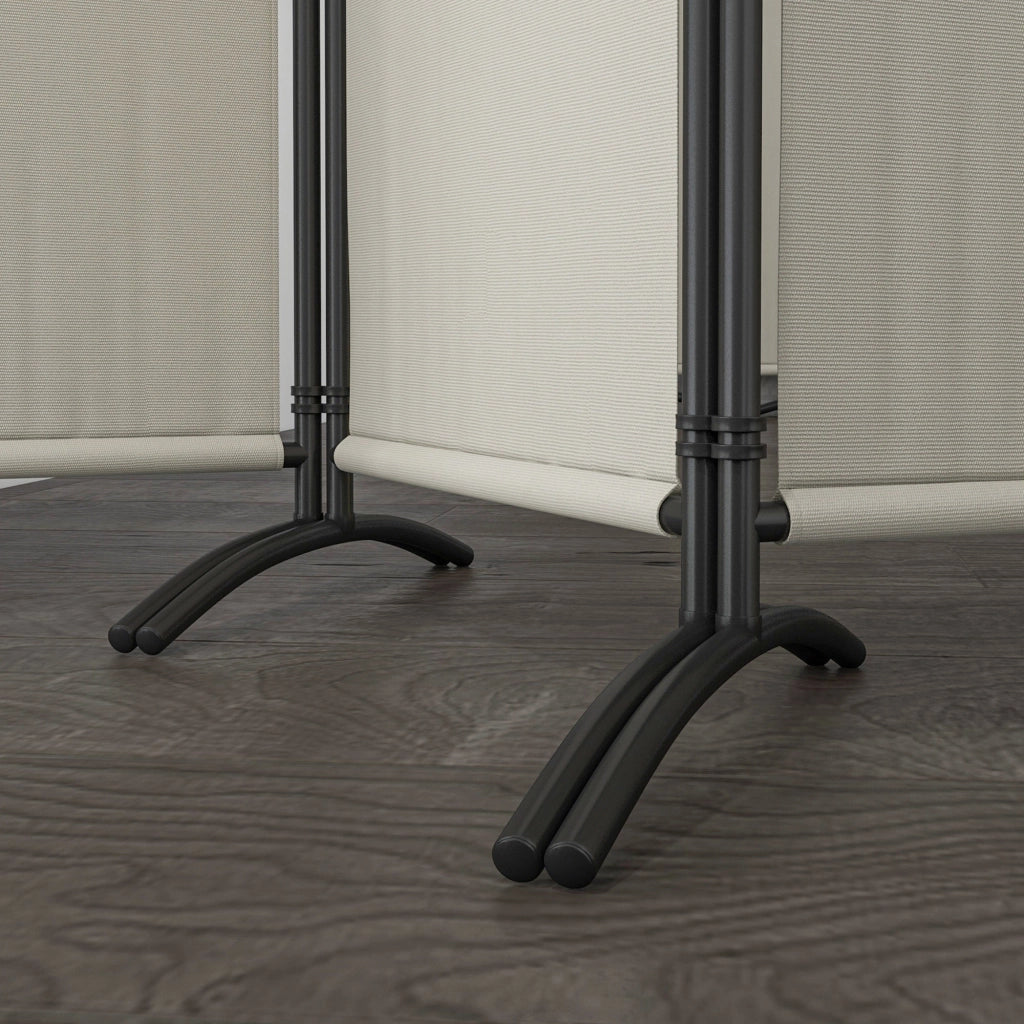 Paravento da Esterno e Interno a 4 Pannelli Pieghevole 221x50x172cm Crema