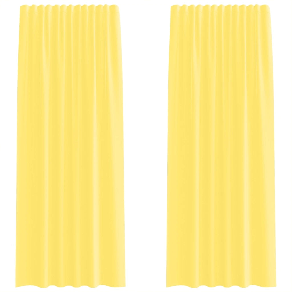 Tende in Voile con Tasche per Aste 2 pz Giallo