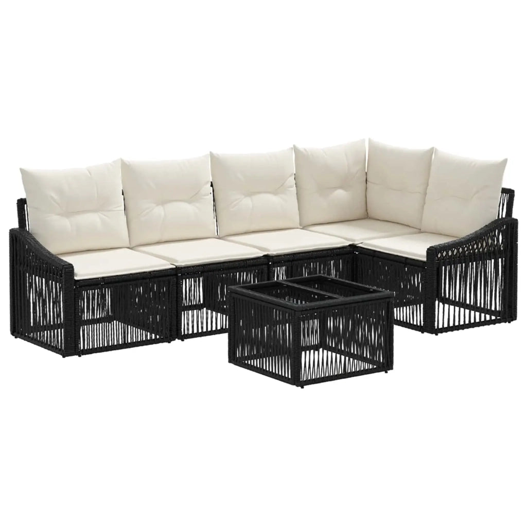 Set Divano da Giardino 6 pcs Nero polyrattan