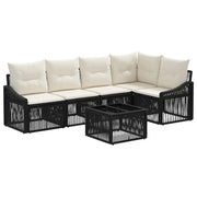 Set Divano da Giardino 6 pcs Nero polyrattan