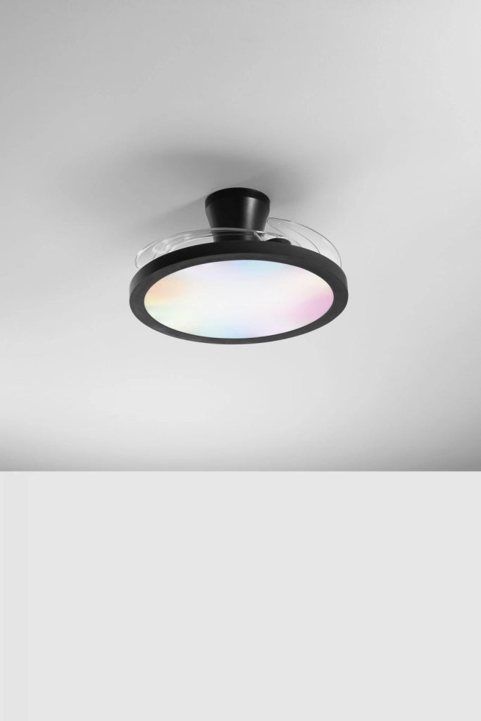 PLAFONIERA LED VENTILATORE CONDOR RETRATTILE NERO 46W 4050LM CCT DIMMERABILE RGB DIGITALE CON TELECOMANDO RF INCLUSO 24X49CM