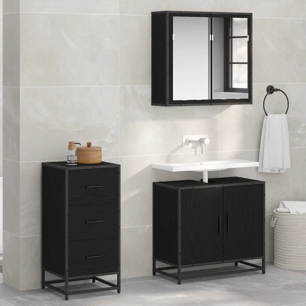 Credenza | Madia | Buffet da pranzo | Armadio da pranzo Rovere Nero 35.5 x 35 x 76 cm