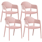 Set di 4 sedie da giardino in materiale sintetico rosa impilabili per interni ed esterni stile classico