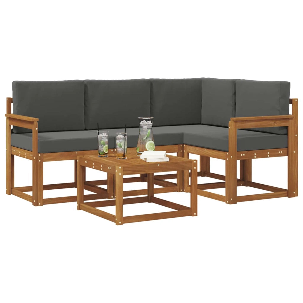 Set di divani da esterno con cuscino 5 pcs Naturale e Antracite 3366350