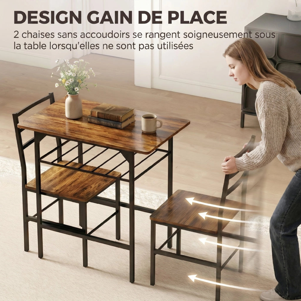 Tavolo da pranzo allungabile con sedie ¨C zephmum ¨C marrone, metallo, 90x200