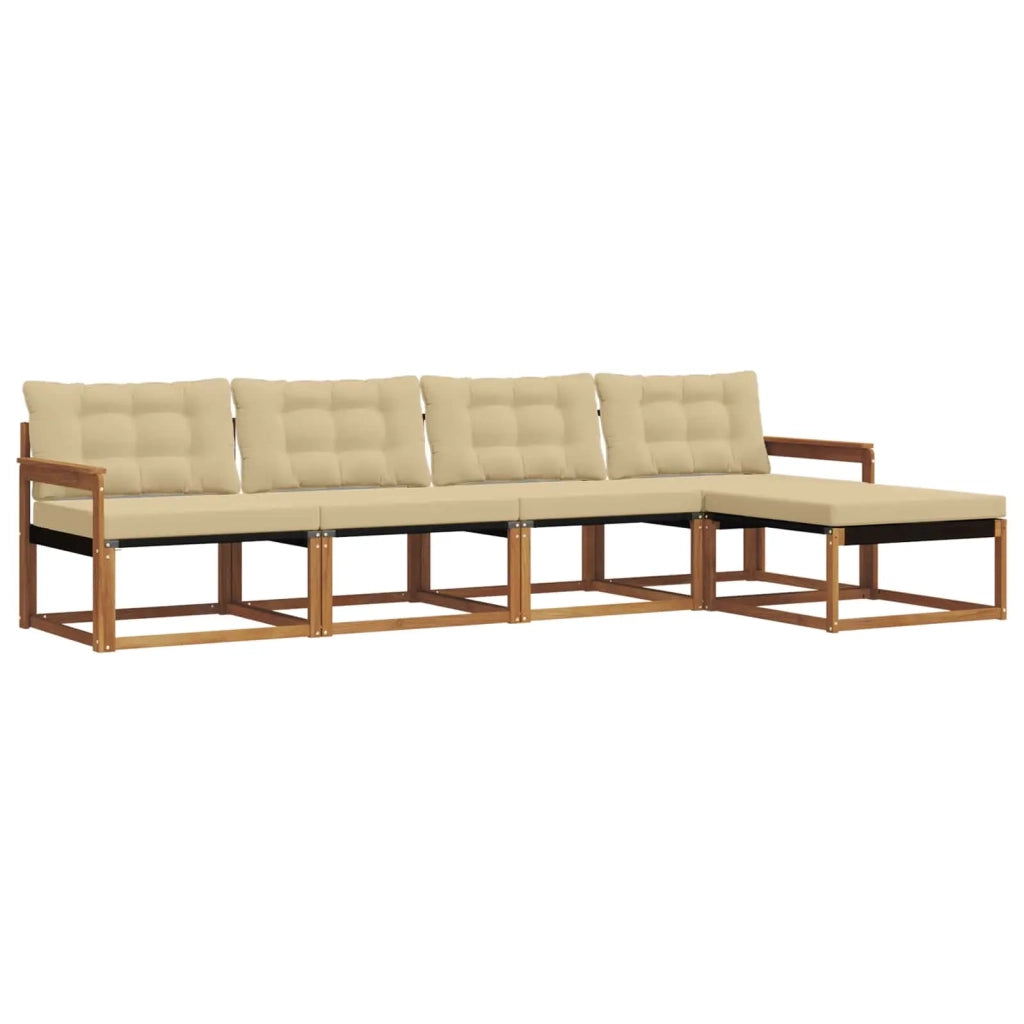 Set di divani da esterno con cuscino 5 pcs Naturale e Beige